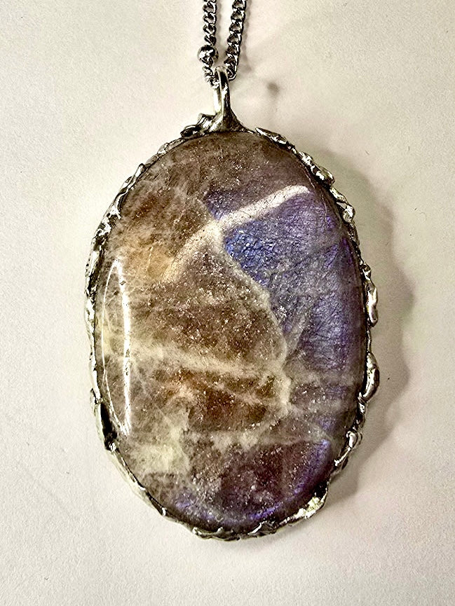 Sun-in-Moonstone Crystal Pendant