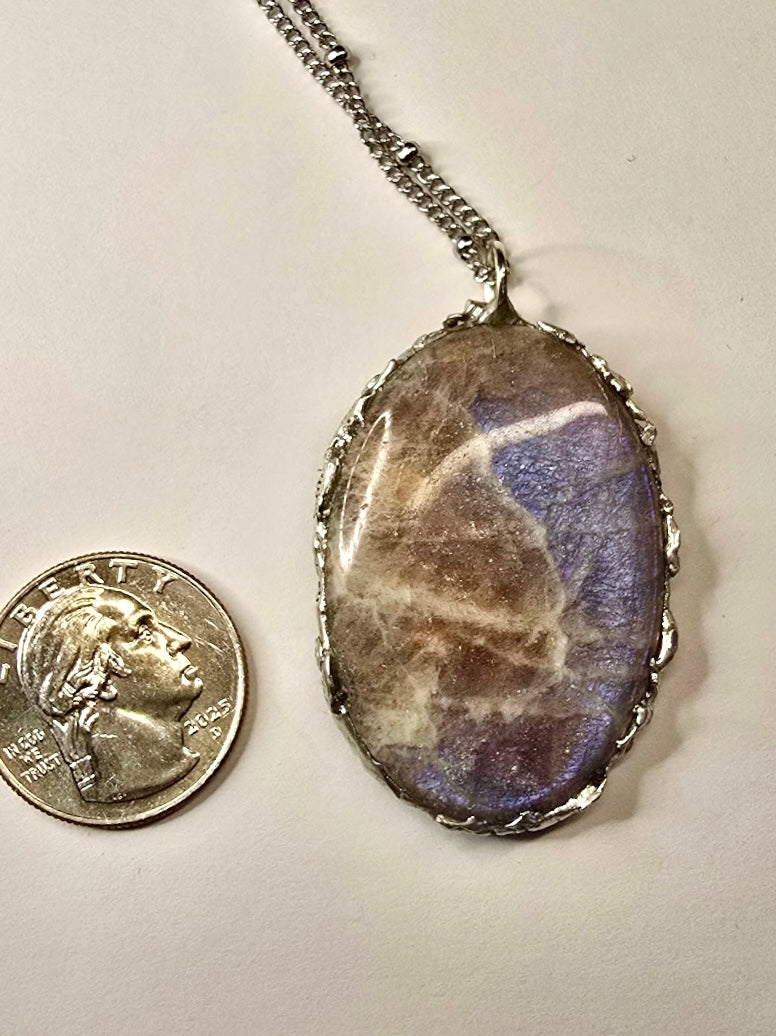 Sun-in-Moonstone Crystal Pendant