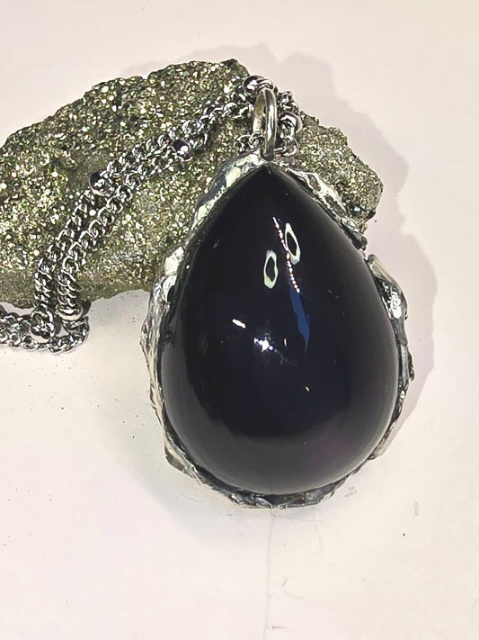 Rainbow Obsidian Crystal Teardrop Pendant