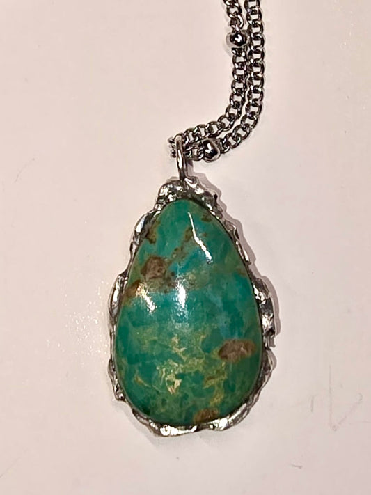 Green Turquoise Crystal Teardrop Pendant