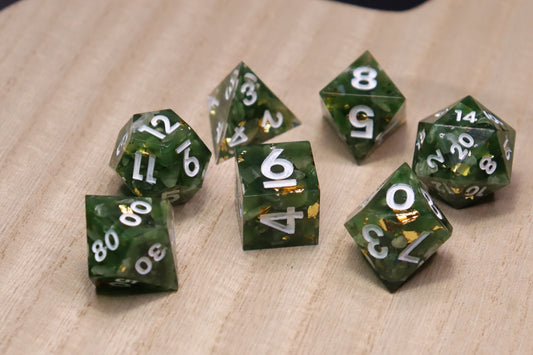 Crystal Dice JADE & GOLD LEAF